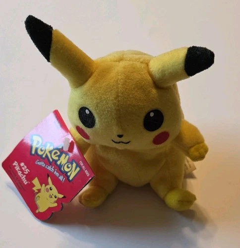 Pikachu Plush 1998 Pokemon 6” Tall Nintendo Hasbro Vintage Toy #25 w/ Tag