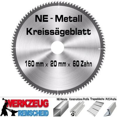 XTLINE Hartmetall Kreissägeblatt Sägeblatt 160mm x 20mm x 60 Zahn Alu Kupfer NE Metall