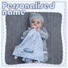 Personalised Baby Soft Dimple Comforter Taggy taggie tag  Blanket Boy Girl Gift
