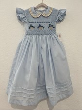 Blue Smocked Hand Made And Hand Beaded Girls ...