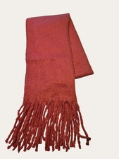 Oversized Chunky Winter Scarf with Fringe, Cozy Blanket-Style Wrap