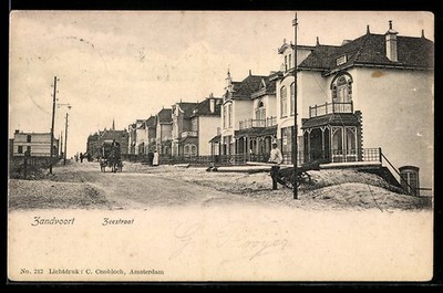 Postcard Zandvoort, Zeestraat met rij beach villa's 1905 