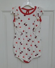 NWT Kyte Baby White Red Wine Cherry Print Bubble Romper sz 3-6 months 2t or 3t