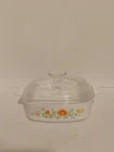 Vintage Corning Ware Wildflower , 1 Liter Baking Dish Casserole & Pyrex Lid