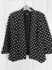 Black Label by Evan Picone Women's Size 6 Black and White Polka Dot Blazer