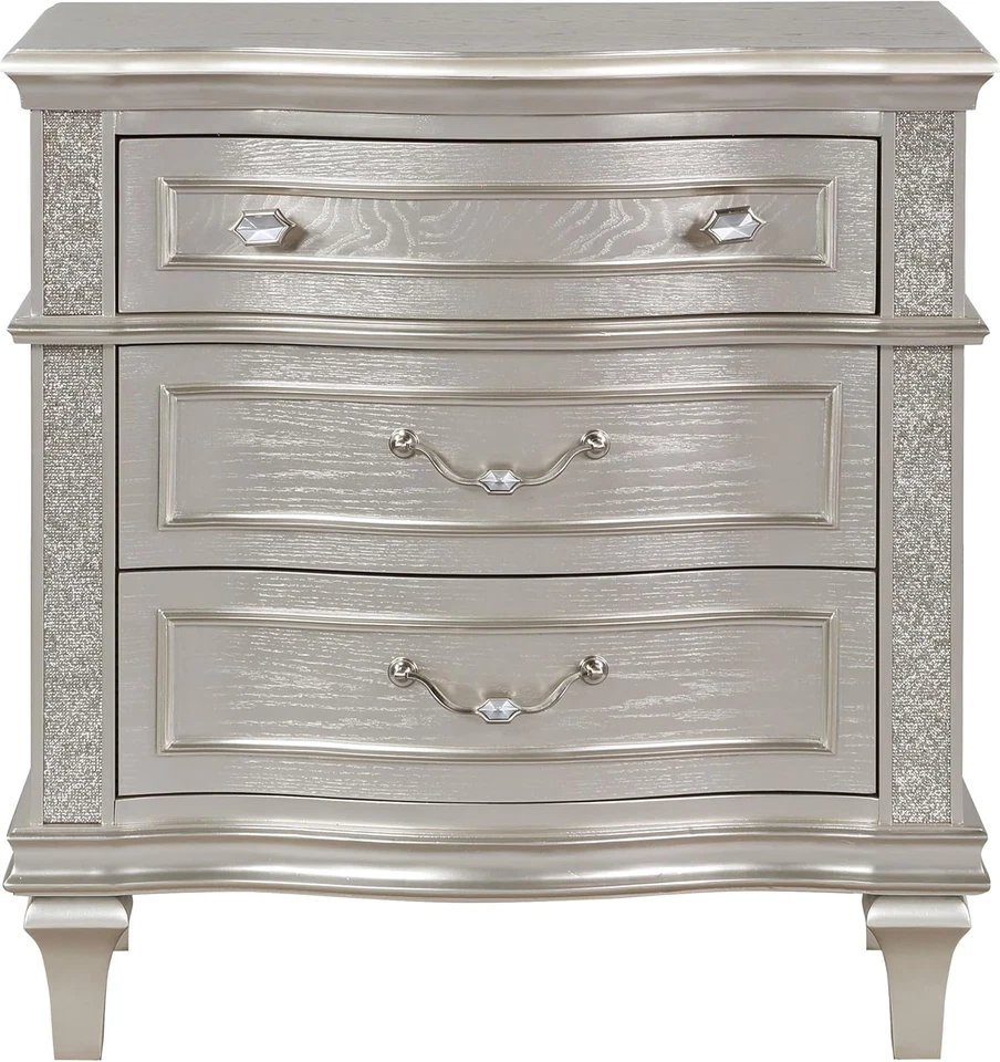 Coaster Home Furnishings Evangeline Moderno Clássico Madeira 3 Gavetas Quarto Noite - Imagem 4 de 4