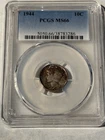 1944 Mercury Dime PCGS MS66 Toned Silver 10C WWII Era Certified Coin