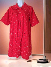 Women  s Red  White House Coat M Pearl Snap Brushed Cotton Pockets Vintage 70's
