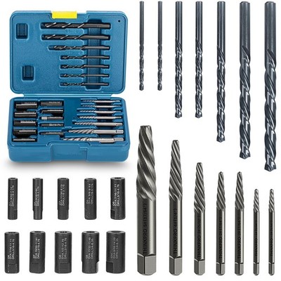 Broken Bolt Extractor Kit-24 Pieces Reverse Drill Bit Extractor Set with Left...