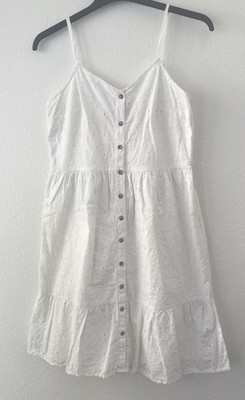 C&A Damen Yessica Kleid L 40 Fit & Flare Weiß Träger Stickerei Sommerkleid