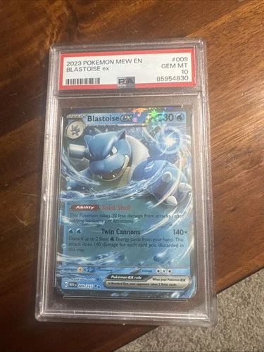 2023 Pokémon Mew en Blastoise EX 009/165 Scarlet & Violet 151 Holo PSA 10 Gem MT