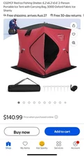 CGDYCF Red Ice Fishing Shelter, 6.2’x6.2’x5.6’ 2-Person Ice Tent Carrying Bag,