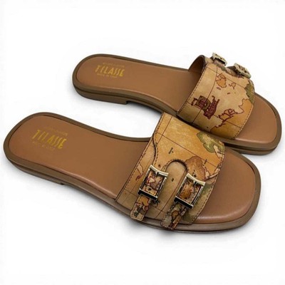 Mode Alviero Martini 1 Klasse Slipper Geo Classic Damen Natur Größe 38