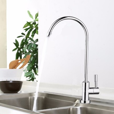 1/4'' RO Water Filter Curved Sink Faucet Tap Chrome Reverse Osmosis Drinking