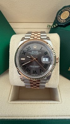 2023 Rolex Datejust 36   Everose Gold & Steel   Slate Wimbledon Roman Dial   Box