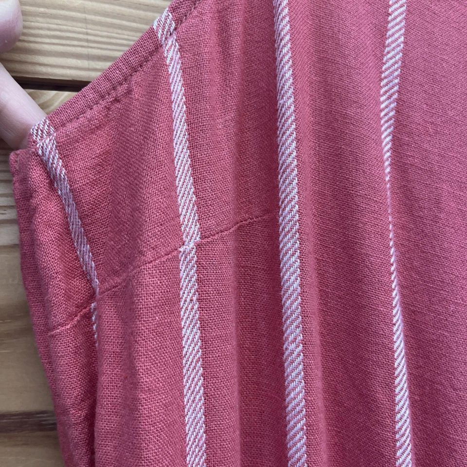 Mono Gap Mameluco Pequeño Mezcla de Lino Rojo Mineral Blanco Rayas Recortado B113 Foto 4 de 4