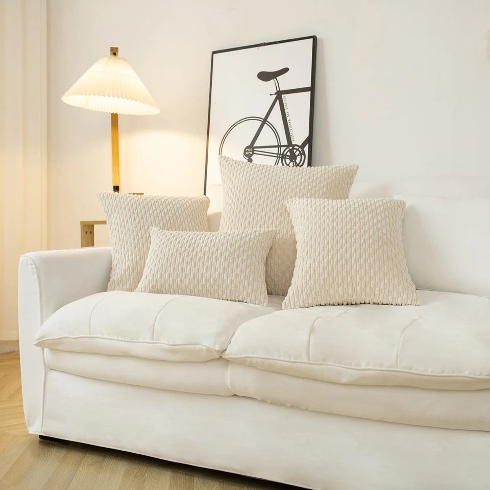 Cream Pillow Covers Pack of 2 – Decorative Throw Cushion Covers - Image 3 of 4