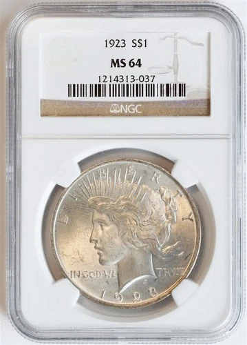 1923 Peace Silver Dollar MS 64 $1 United States Coin