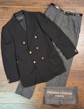 Pierre Cardin 70's Vintage Suit Black 36R 30X30 2 Piece Tailored Fit Custom Made
