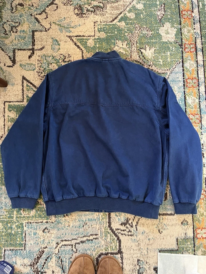 Carhartt WIP OG Santa Fe Bomber Jacket Stone Washed Blue Large Cotton Canvas - Image 2 of 4