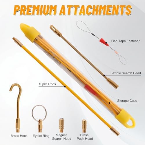 KOOTANS 11ft Fiberglass Glow Rod Wire Pulling Kit