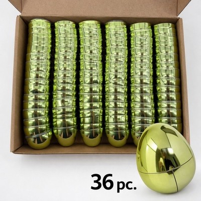 Vwmigl 36 Pcs Fillable Easter Eggs Light Green Metallic Chrome Plastic 2.5 Inch