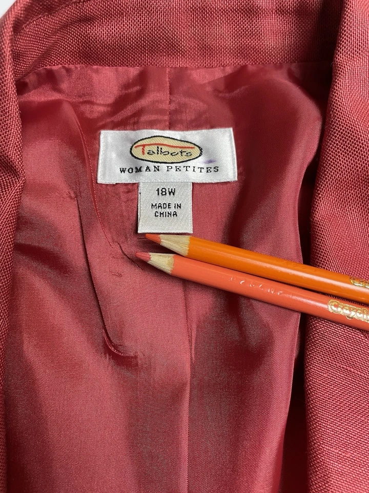 NUEVO Blazer Talbots Talla 18WP Pequeño Salmón Seda Lino Chaqueta Botones Bolsillos Foto 2 de 4