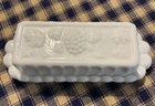 Vintage Westmoreland Paneled Grape White Milk Glass Covered Butter Dish