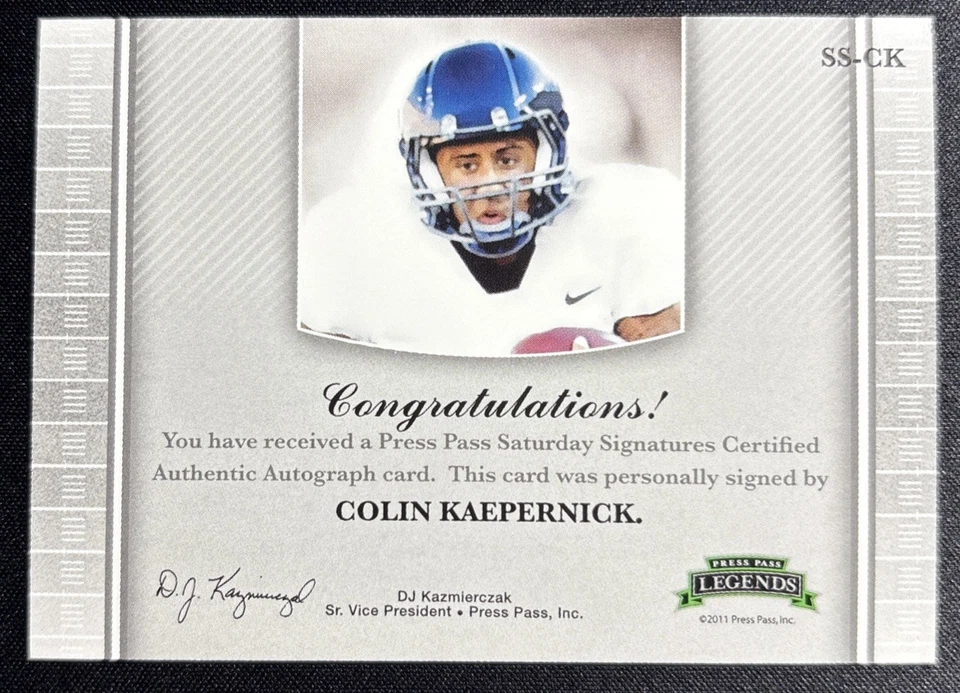 COLIN Kaepernick Auto Rookie Nevada WolfPack Press Pass Emerald Green /99 - Image 2 of 3