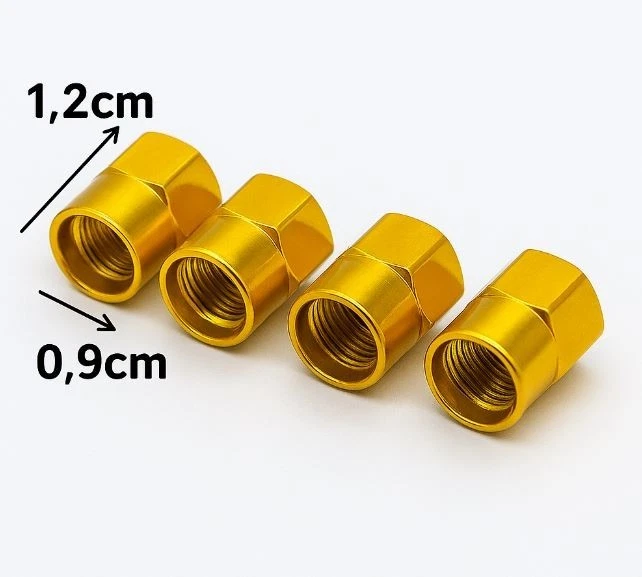 Compatible con BMW Juego de 4 tapas de vástago de válvula de neumático de aluminio anodizado dorado Foto 4 de 4