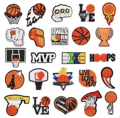 72 Pcs Basketball Theme Decorations Shoe Charms for Crocs Bubble Slides Sandals