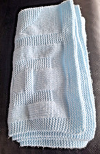 New blue sparkle baby blanket handmade knitted ABC and baby motifs