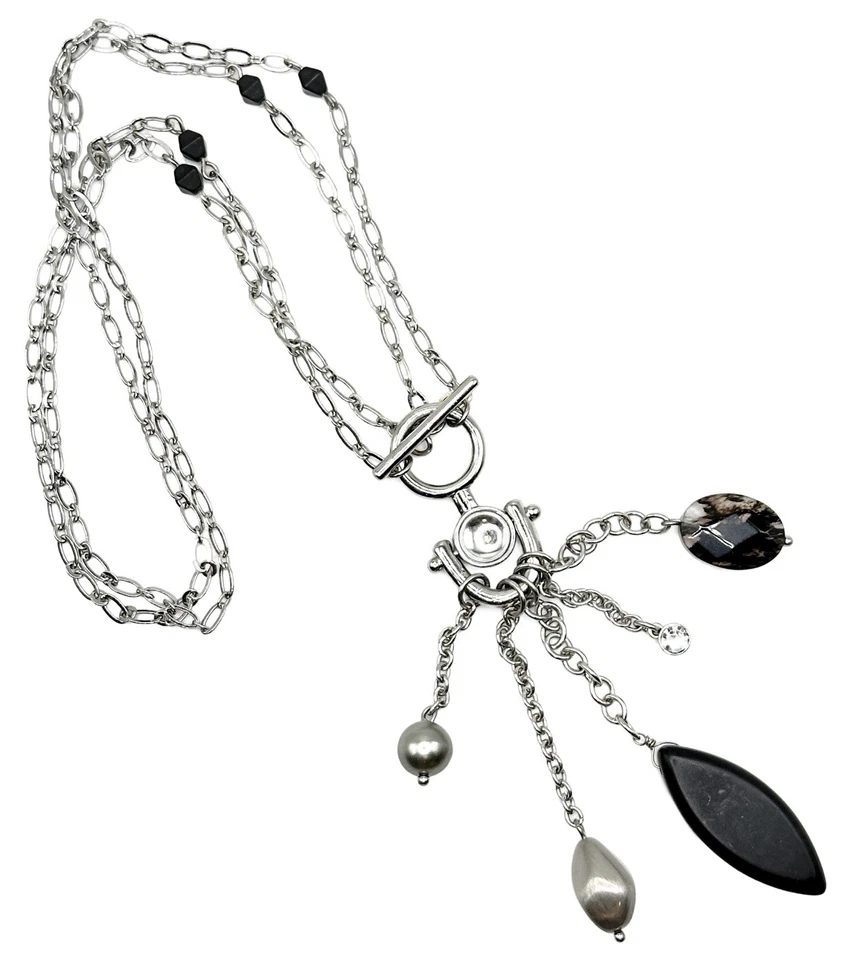 Collar Lia Sophia Anclado Cuarzo Rutilado, Cristales y Cuentas de Resina Gota en Y Foto 3 de 3