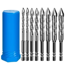 8 Pack Masonry Drill Bit Set Twist Drill Bit Concrete Dry Eccentric Drill Bit...