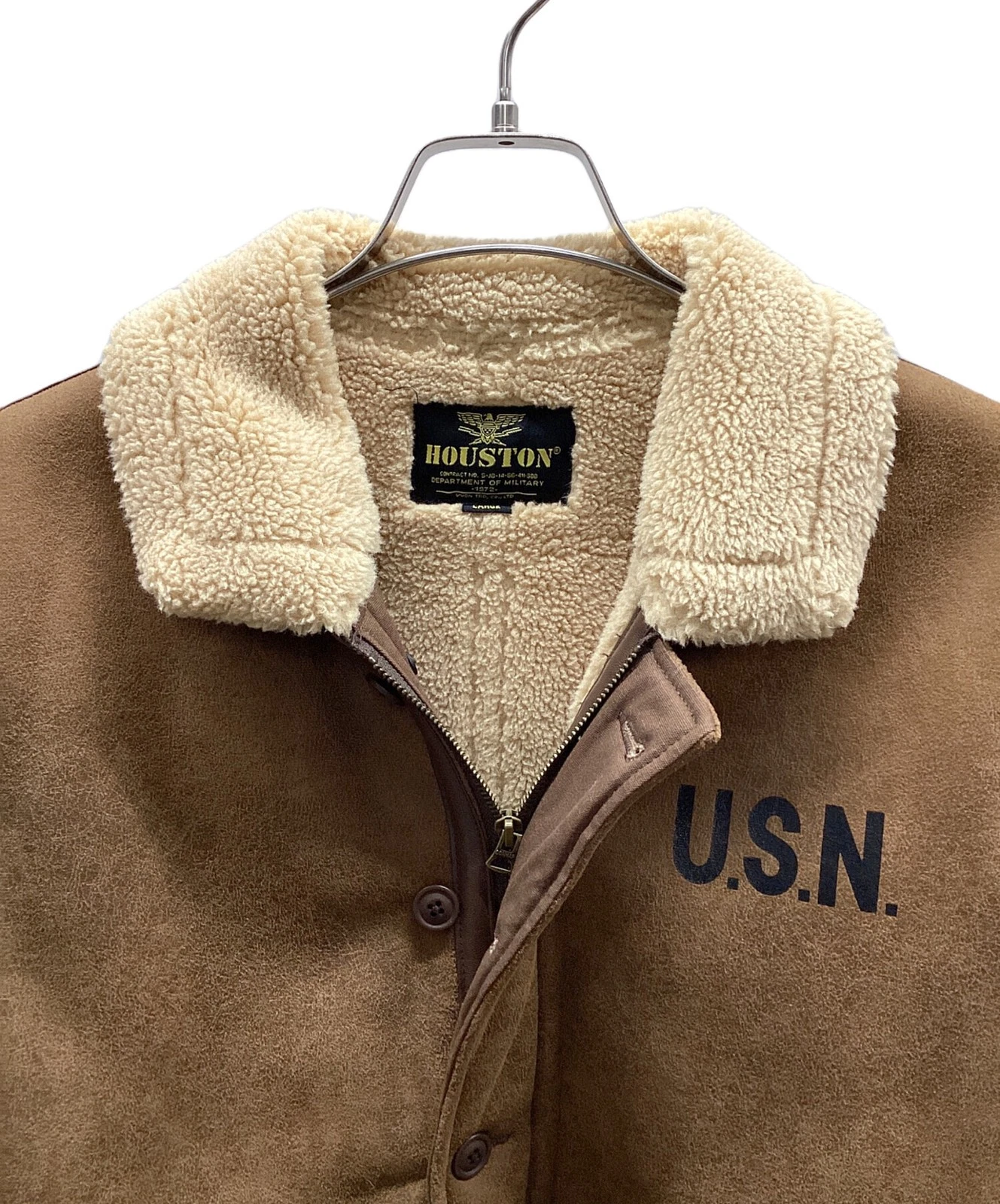 HOUSTON Leather Mouton Jacket Men's Size L Brown - product detail image 4