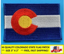COLORADO STATE FLAG EMBROIDERED PATCH IRON-ON OR SEW-ON HI-QLTY (3 x 2”)
