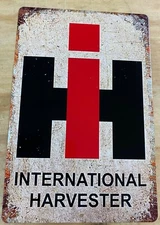 International Harvester IH Distressed Aluminum Metal Sign 12" x 18"