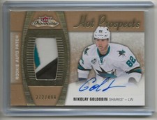 2015-16 Fleer Showcase Rookie Auto Patch #144 Nikolay Goldobin 272/499 Sharks