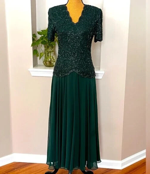green emerald velvet dress Dark Hunter Green Sleek Satin V-Neck Dress For Prom With Beading And L main image 1