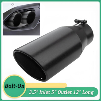 1x/2x 3.5'' Inlet Exhaust Tip 5'' Outlet 12'' Long Stainless Steel Powder-Coated