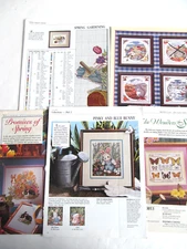 Cross Stitch Pattern Lot Butterfly Easter Bunny Floral Basket Squirrel Spring Q5
