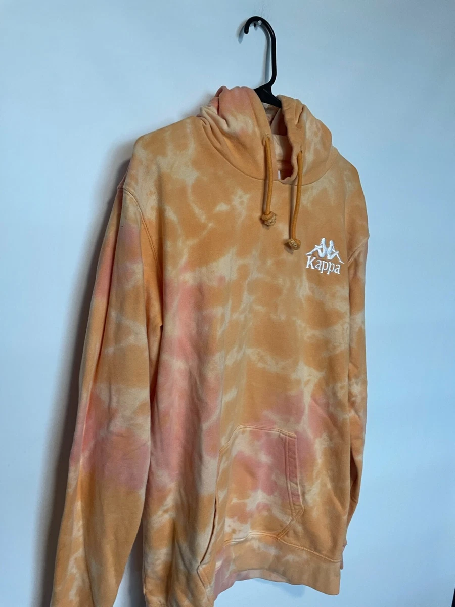 Kappa Sweatshirt Mens Large Orange Tie Dye Hoodie Pullover Crewneck Sweater