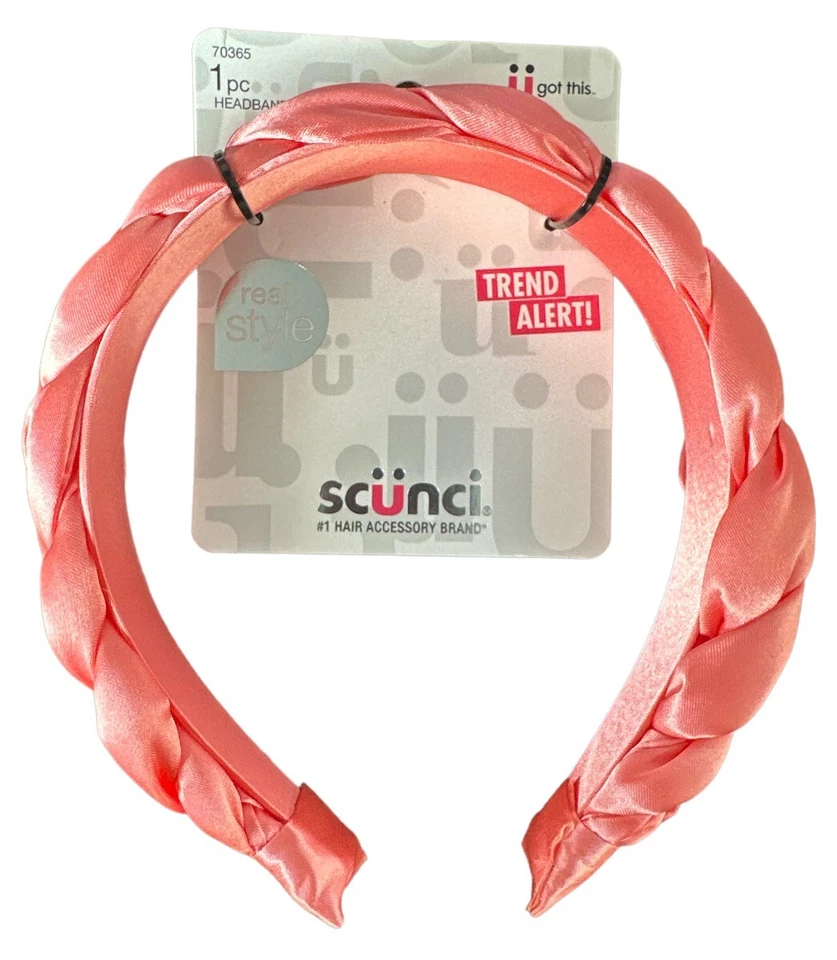 Лот из 3 Scunci Real Style Trend Alert! Атласная плетеная повязка на голову - розовая, темно-синяя - Изображение 2 из 4