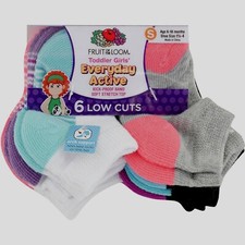 Fruit of the Loom Baby Toddler Girl Low Cut Socks, 6 Pack, Size: 6-18 mo.