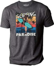 Mens Surfer Surfing Paradise Shirt Funny T-Shirt Novelty Sarcasm Graphic Tee