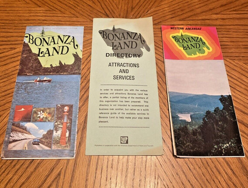 Bonanza Land Brochure Map Pamphlet Set Lot 3 Arkansas Vintage Travel Ephemera