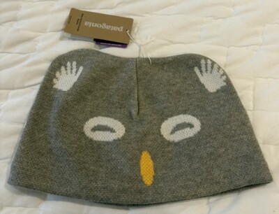 NWT Patagonia Baby Animal Friends Beanie Hat GRAY OWL Sz 2T-5T