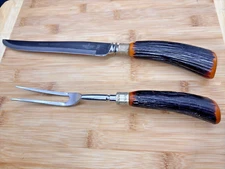 Vintage  Westall Richardson  Sheffield England  Carving Set  Stainless Bakelite