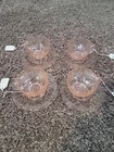 Hazel Atlas Florentine #1 Pink Cup And Saucer Set Depression Glass Set Of 4