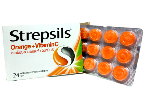 Strepsils Orange with vitamin C 24 Lozenges for sore throats 2 Boxes